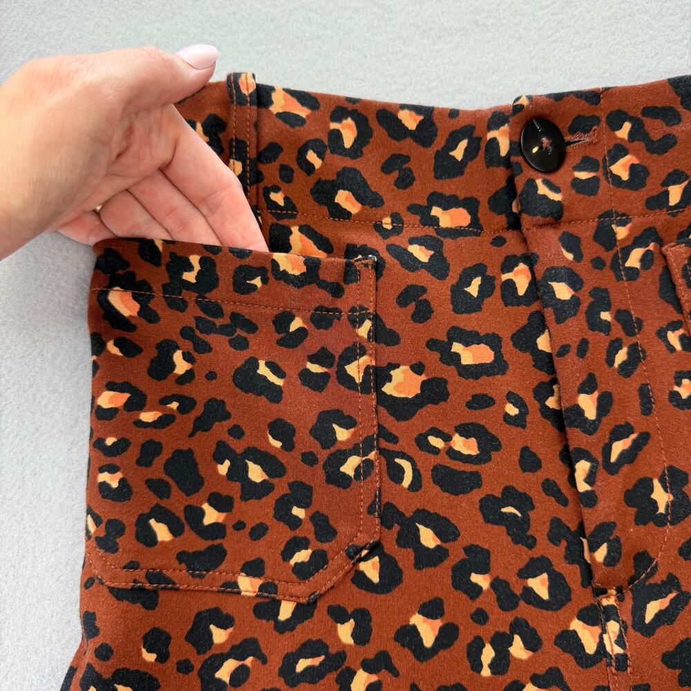 Anthropologie Maeve The Colette Brown Leopard Spotted High Rise Ponte Pants - Picture 6 of 9